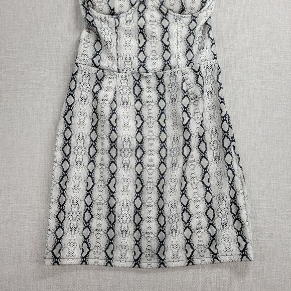 Carmin Womens Corset Dress Size M Gray Ivory Snakeskin Strapless Sweetheart Neck - Picture 10 of 13